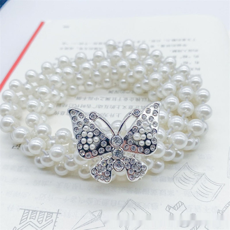 Modeschmuck Damen weiße Perle Taille Kette Dekoration