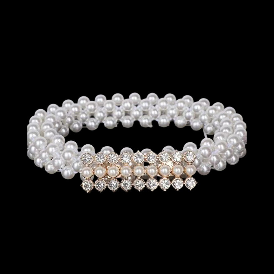 Modeschmuck Damen weiße Perle Taille Kette Dekoration