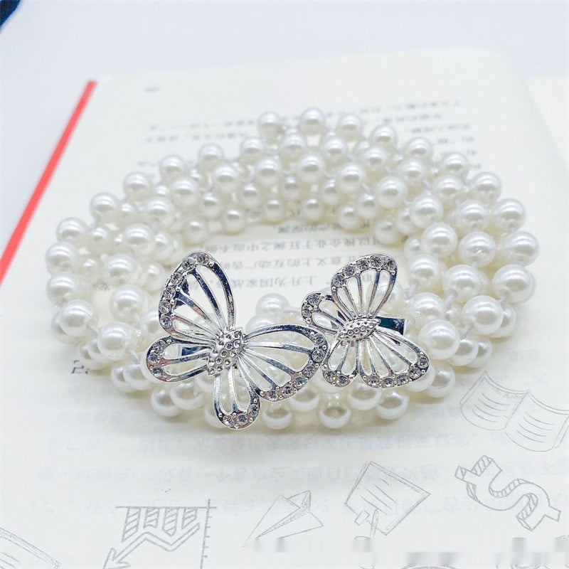 Modeschmuck Damen weiße Perle Taille Kette Dekoration