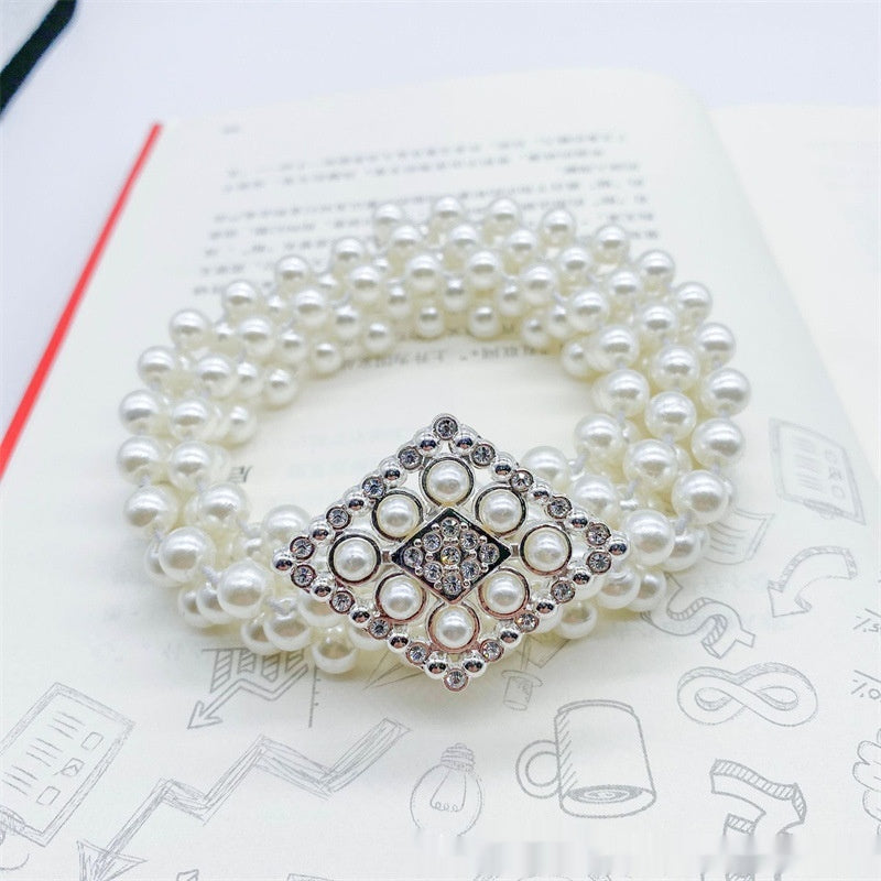 Modeschmuck Damen weiße Perle Taille Kette Dekoration