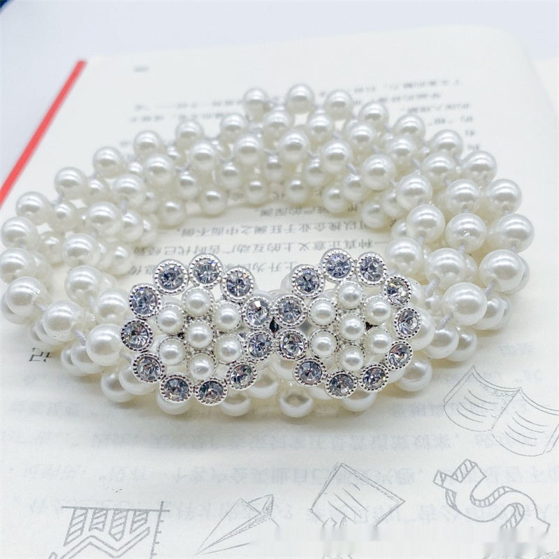 Modeschmuck Damen weiße Perle Taille Kette Dekoration