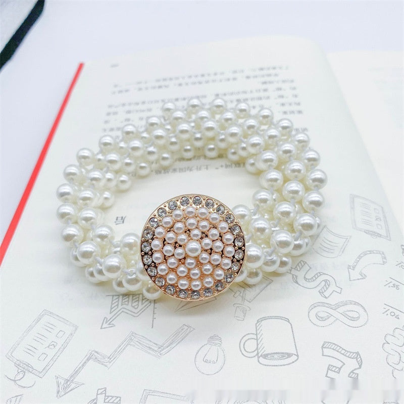 Modeschmuck Damen weiße Perle Taille Kette Dekoration
