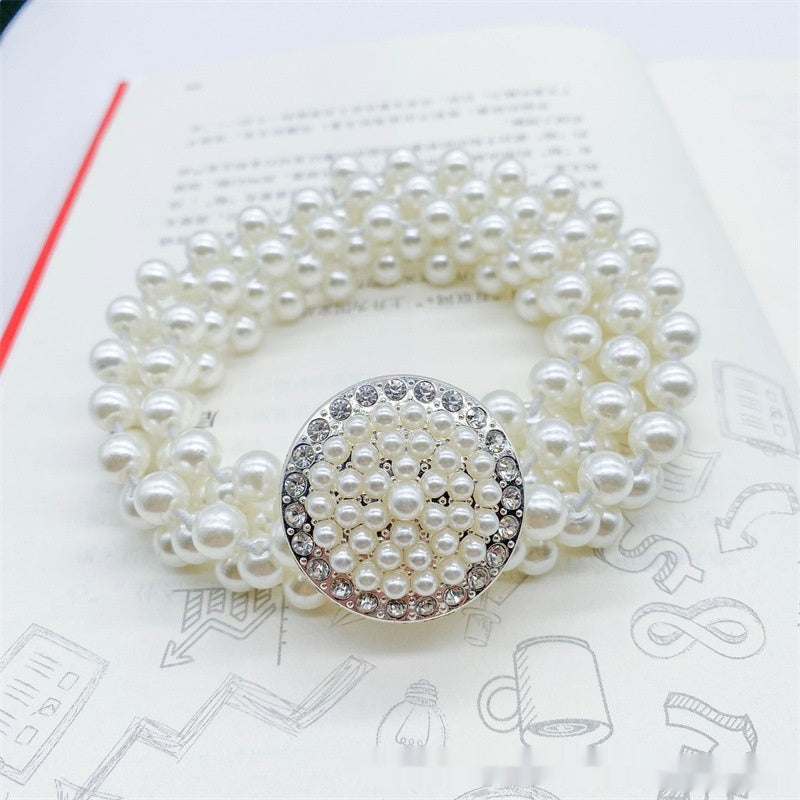 Modeschmuck Damen weiße Perle Taille Kette Dekoration