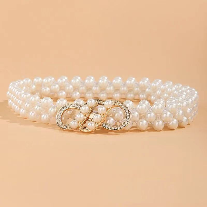 Modeschmuck Damen weiße Perle Taille Kette Dekoration