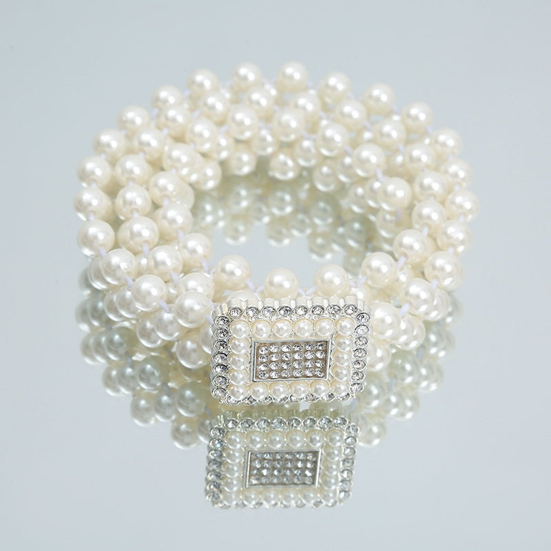 Modeschmuck Damen weiße Perle Taille Kette Dekoration