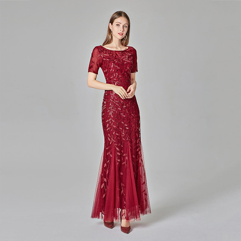 Sexy Pailletten Perlen-Mesh-Fachteil-Schnitt Damen Kleid