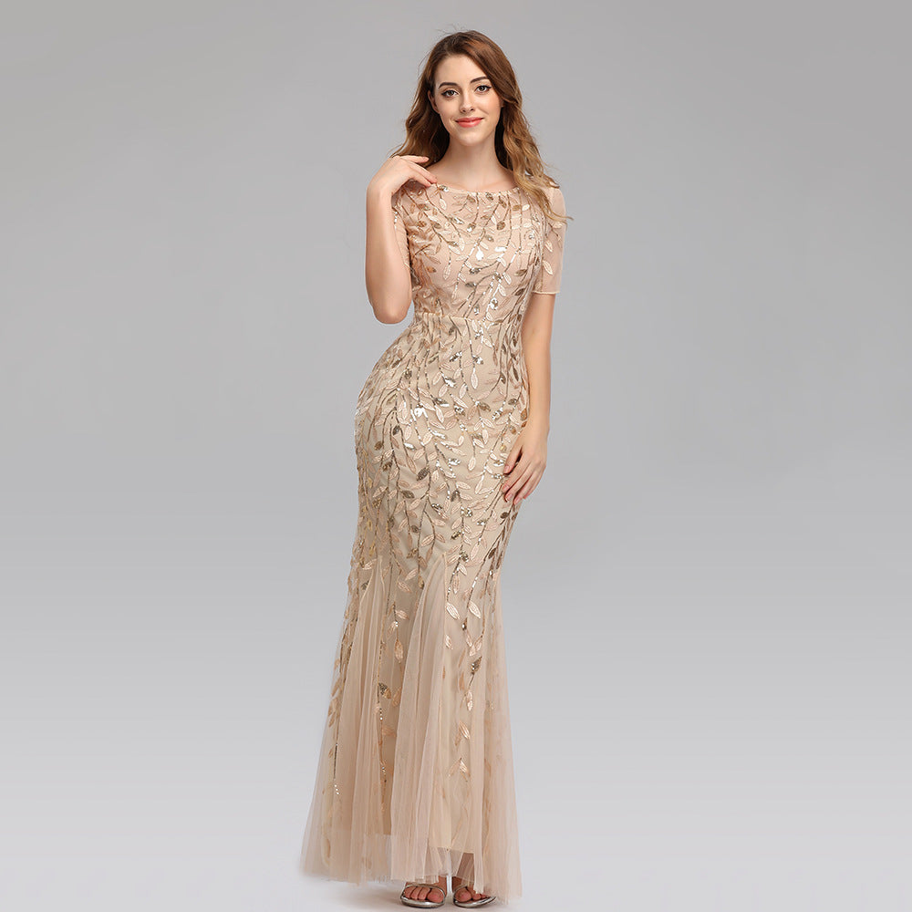 Sexy Pailletten Perlen-Mesh-Fachteil-Schnitt Damen Kleid