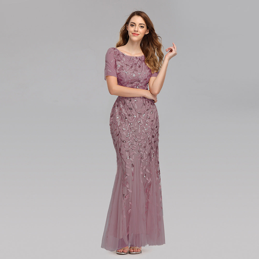 Sexy Pailletten Perlen-Mesh-Fachteil-Schnitt Damen Kleid
