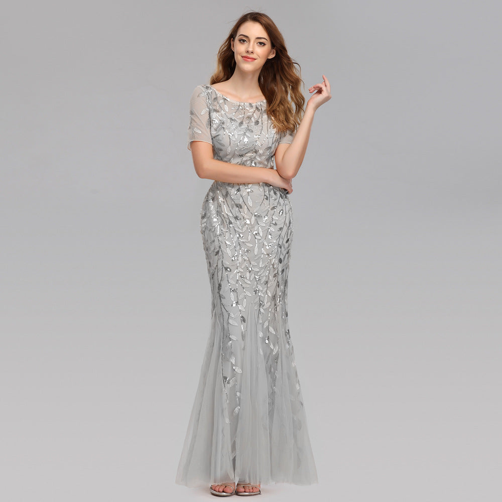 Sexy Pailletten Perlen-Mesh-Fachteil-Schnitt Damen Kleid