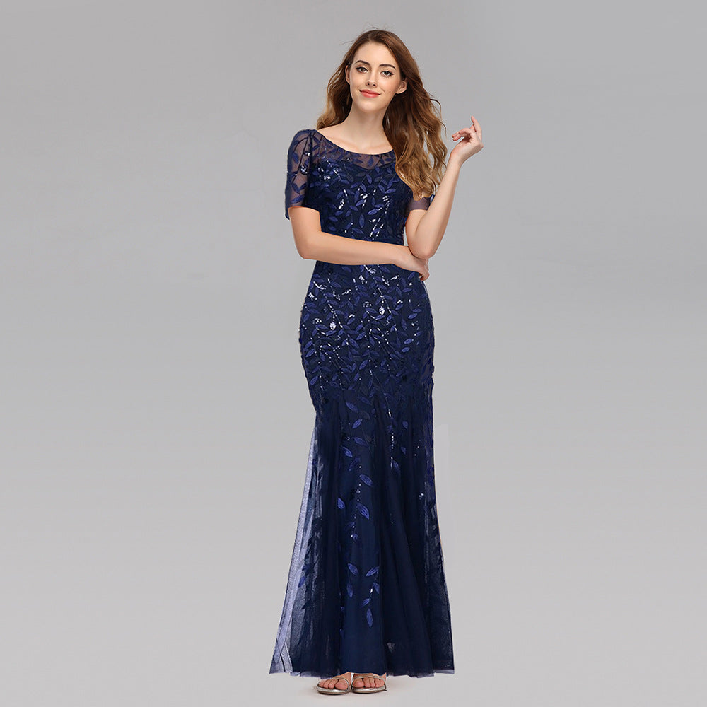 Sexy Pailletten Perlen-Mesh-Fachteil-Schnitt Damen Kleid
