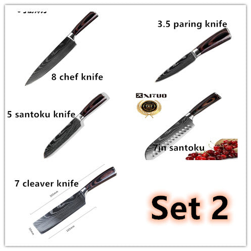 Spezialset für Küche, 6-teiliges Set oder 8-teiliges Set mit Messern, Kochmesser, Küchenmesser.