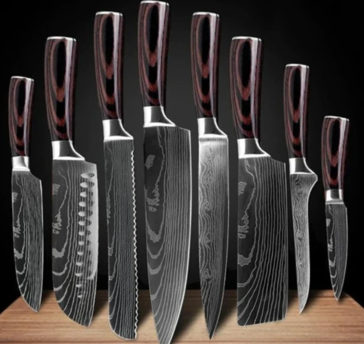 Spezialset für Küche, 6-teiliges Set oder 8-teiliges Set mit Messern, Kochmesser, Küchenmesser.