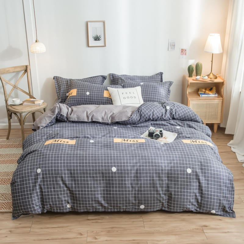 Bettwäsche-Set aus Baumwolle mit Decke, Bettlaken, Bettdecke und Spannbetttuch
