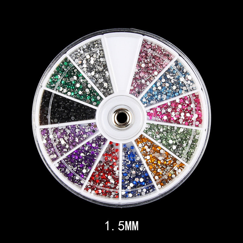 12 Farben Strasssteine 1,5 mm