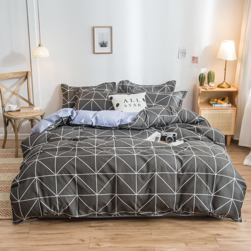 Bettwäsche-Set aus Baumwolle mit Decke, Bettlaken, Bettdecke und Spannbetttuch