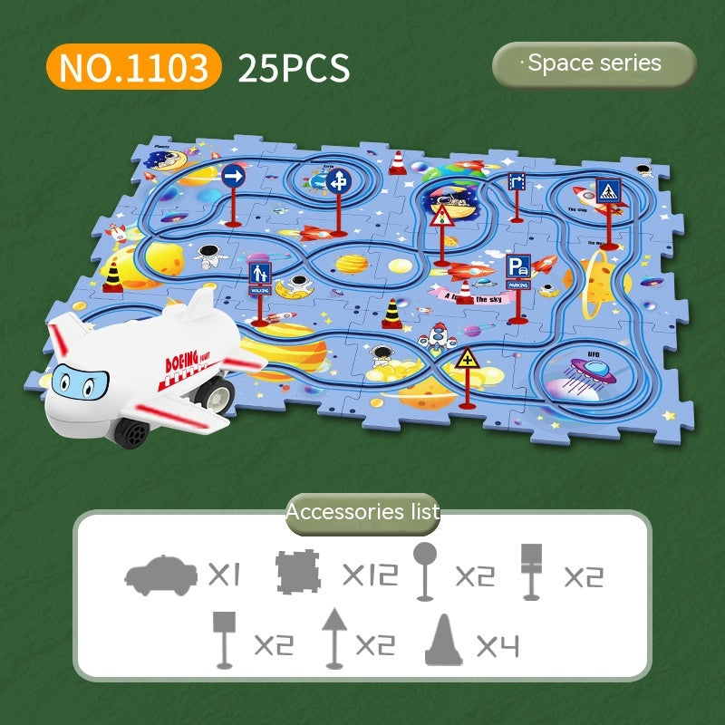 Kinder-Puzzle-Elektro-Bahndraisinen-Bausatz Autos