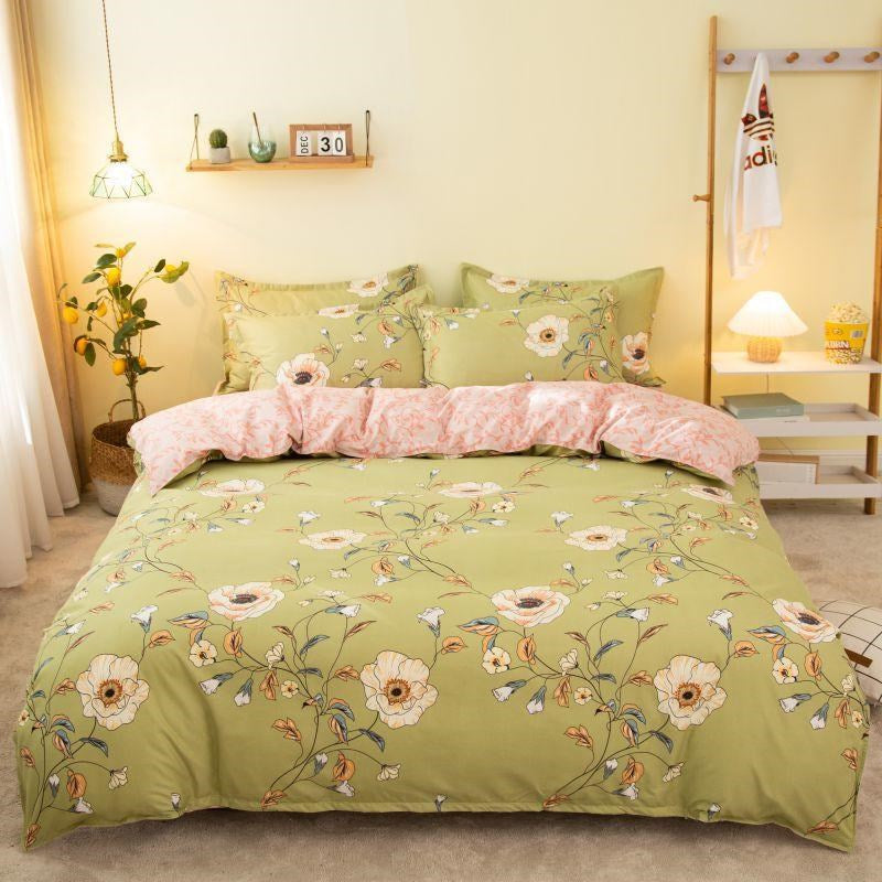 Bettwäsche-Set aus Baumwolle mit Decke, Bettlaken, Bettdecke und Spannbetttuch