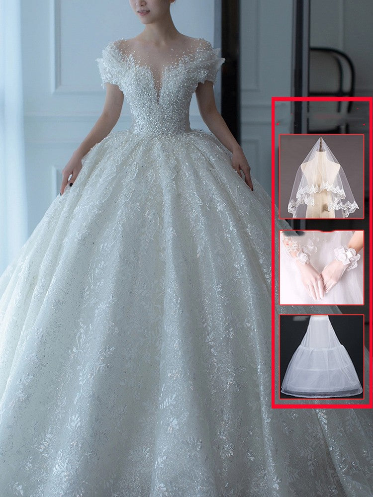 Prinzessinnen Schulterfreies französisches Brautkleid