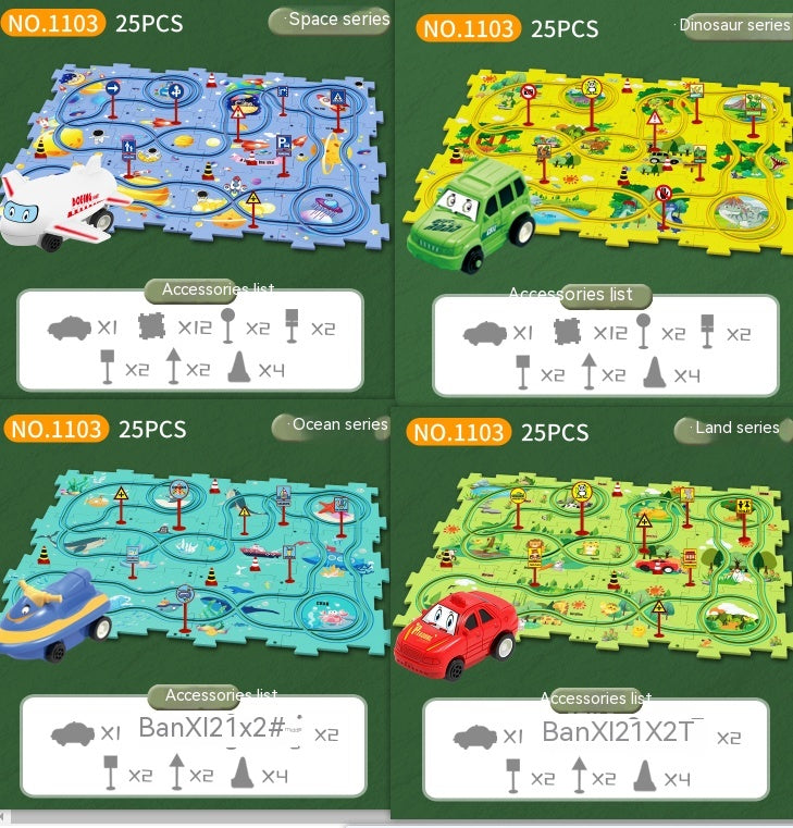 Kinder-Puzzle-Elektro-Bahndraisinen-Bausatz Autos