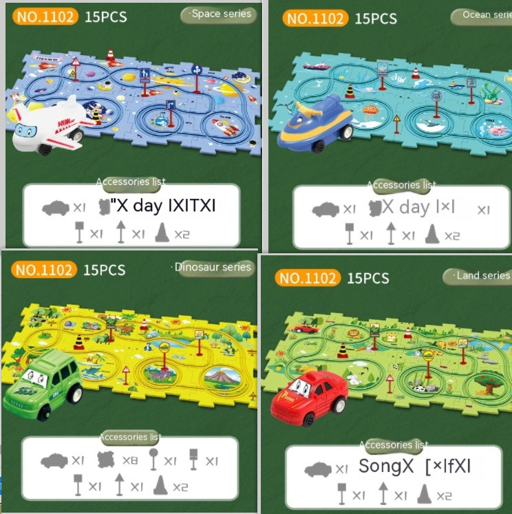 Kinder-Puzzle-Elektro-Bahndraisinen-Bausatz Autos