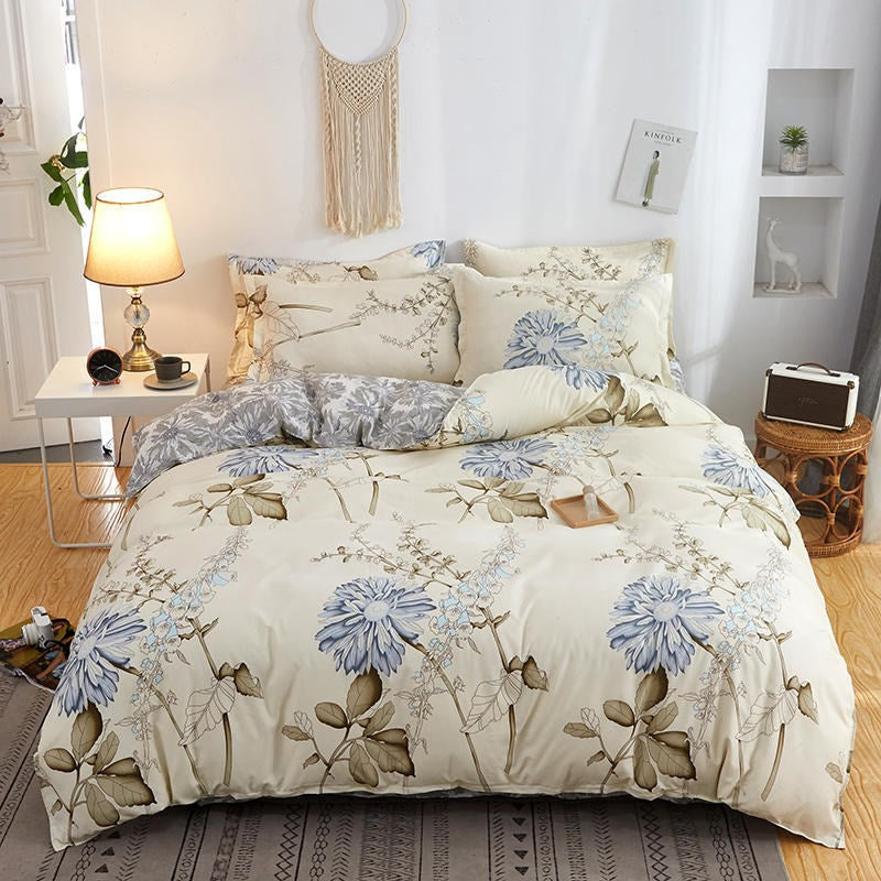 Bettwäsche-Set aus Baumwolle mit Decke, Bettlaken, Bettdecke und Spannbetttuch