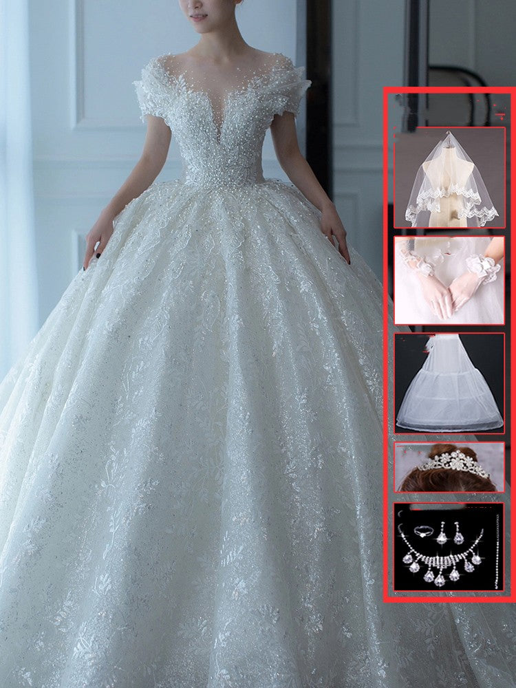 Prinzessinnen Schulterfreies französisches Brautkleid