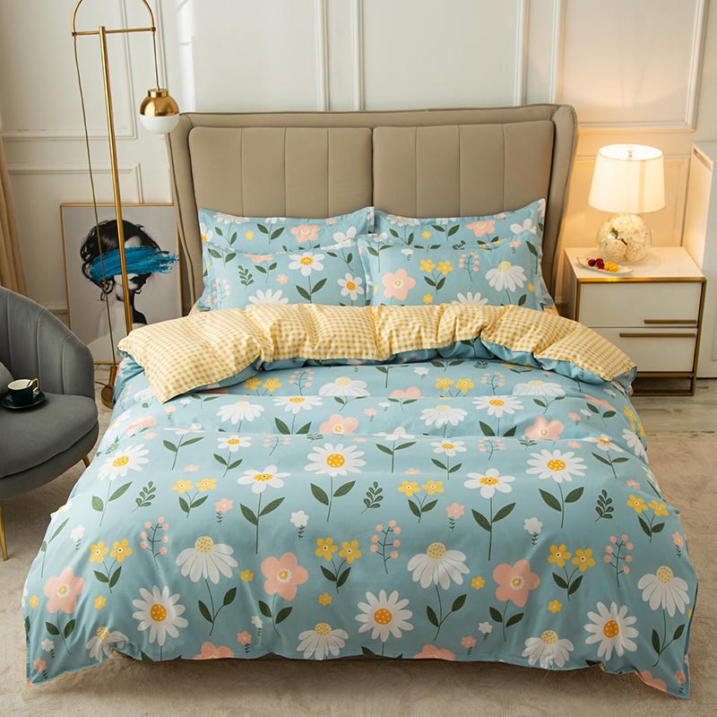 Bettwäsche-Set aus Baumwolle mit Decke, Bettlaken, Bettdecke und Spannbetttuch