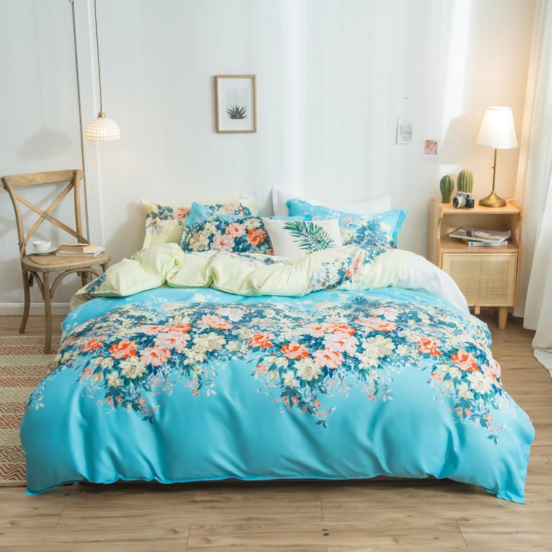 Bettwäsche-Set aus Baumwolle mit Decke, Bettlaken, Bettdecke und Spannbetttuch
