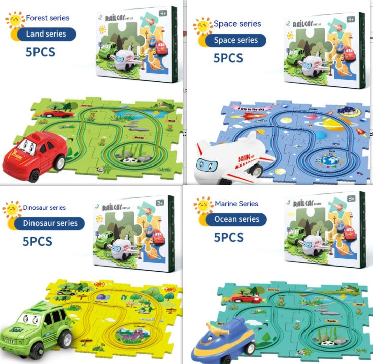 Kinder-Puzzle-Elektro-Bahndraisinen-Bausatz Autos