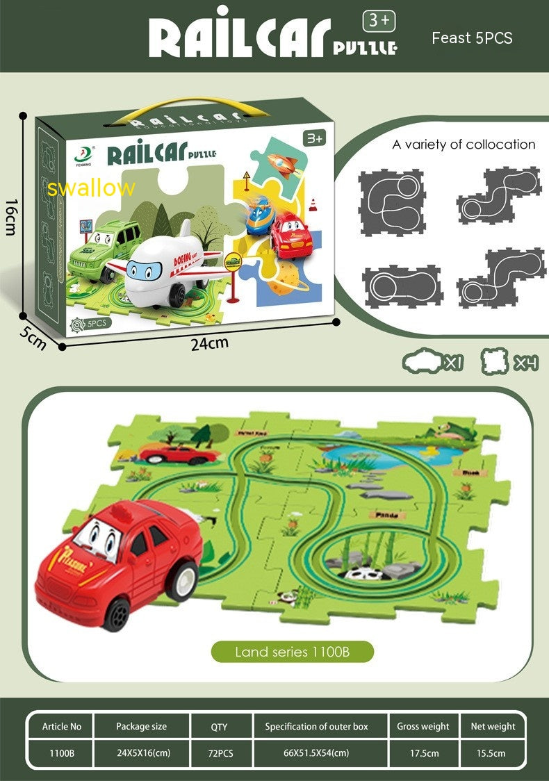 Kinder-Puzzle-Elektro-Bahndraisinen-Bausatz Autos