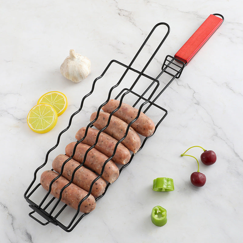 Abnehmbarer Fleisch, Fisch Grillkorb mit Holzgriff