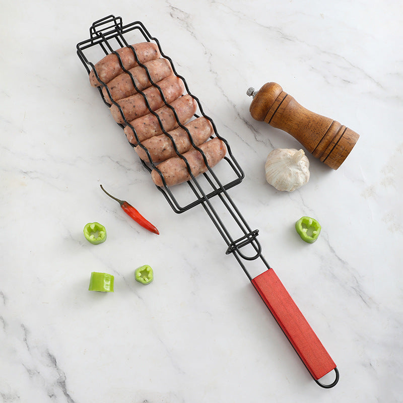 Abnehmbarer Fleisch, Fisch Grillkorb mit Holzgriff