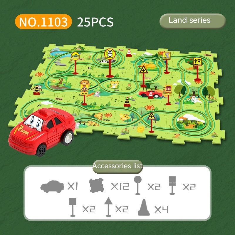 Kinder-Puzzle-Elektro-Bahndraisinen-Bausatz Autos
