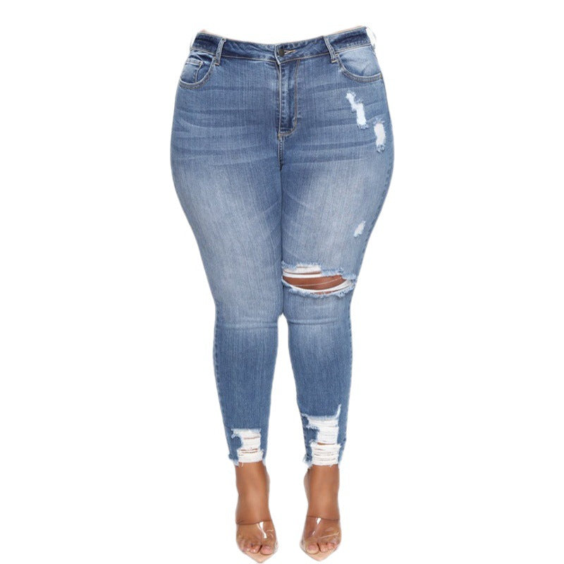 Zerrissene Damenjeans in Übergröße