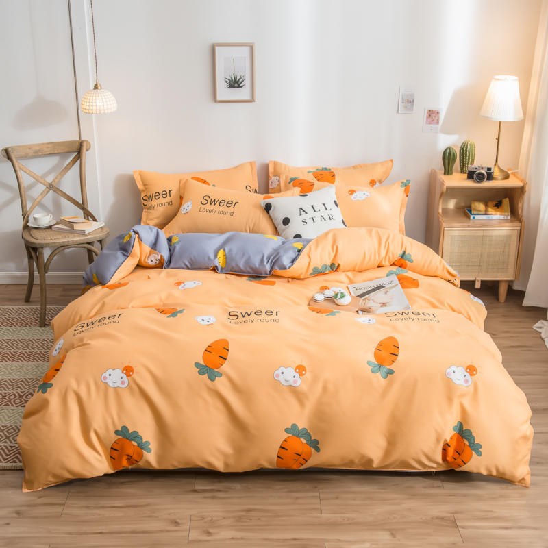 Bettwäsche-Set aus Baumwolle mit Decke, Bettlaken, Bettdecke und Spannbetttuch