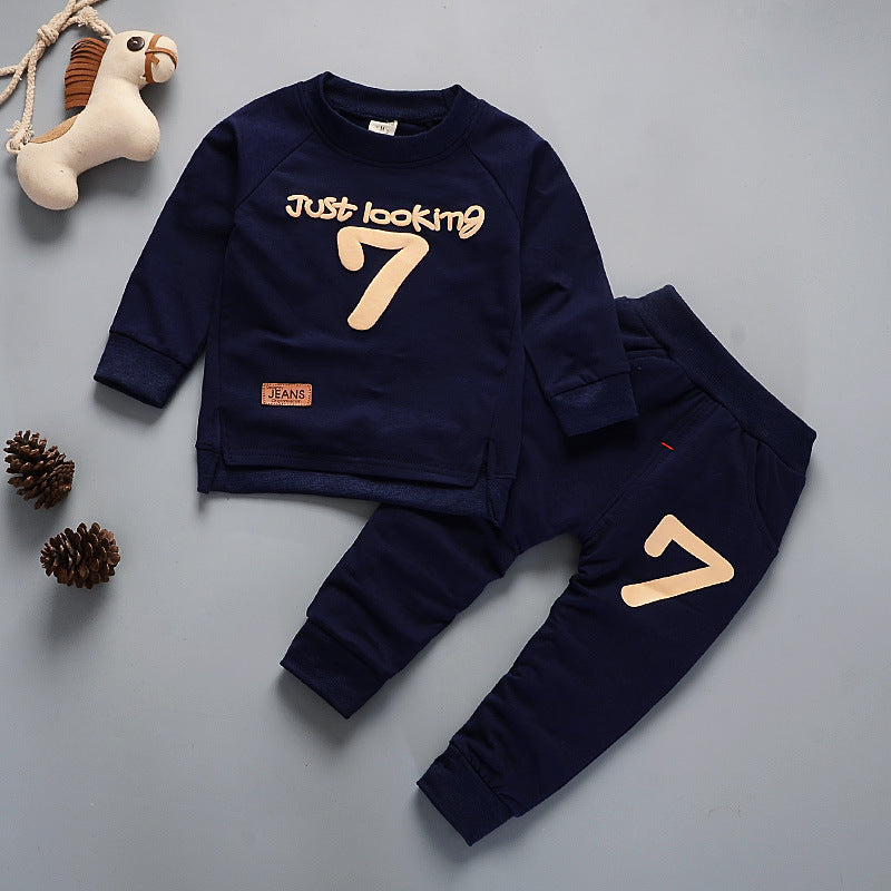 Rundhals-Langarmpullover und -hose Zweiteiliger Kinderanzug