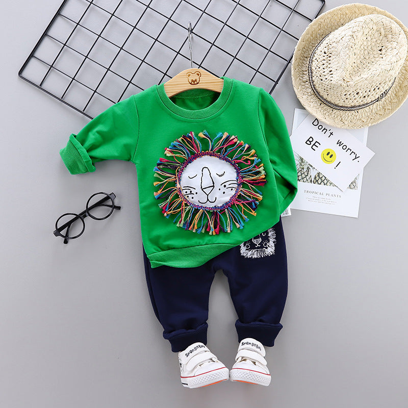 Rundhals-Langarmpullover und -hose Zweiteiliger Kinderanzug