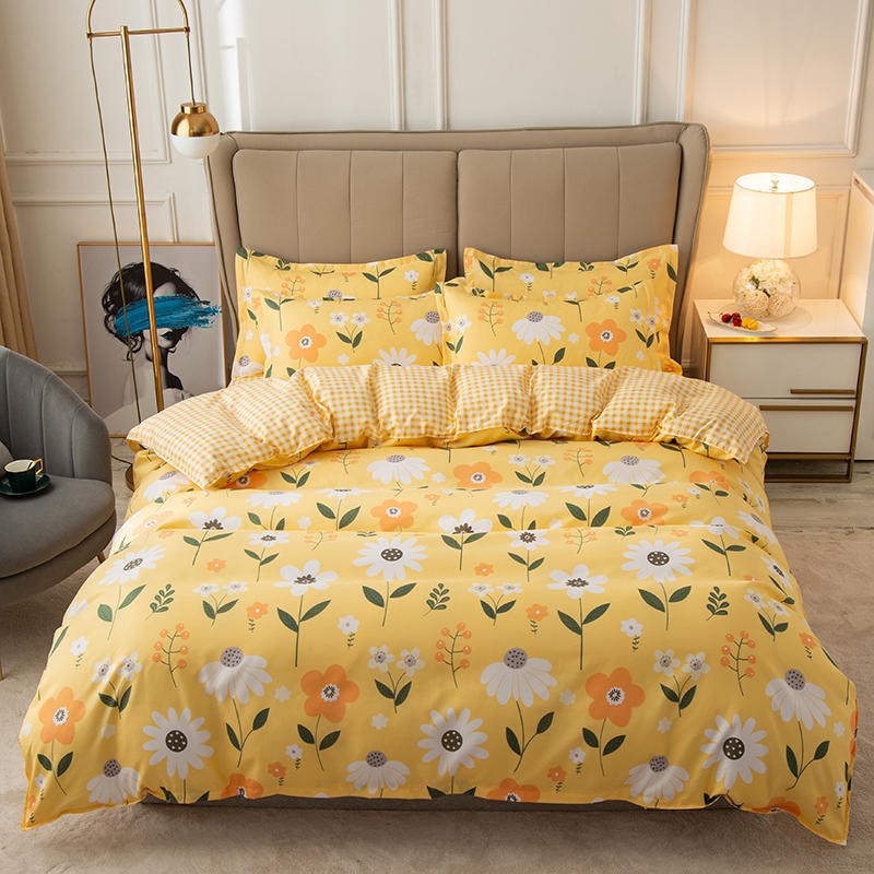 Bettwäsche-Set aus Baumwolle mit Decke, Bettlaken, Bettdecke und Spannbetttuch