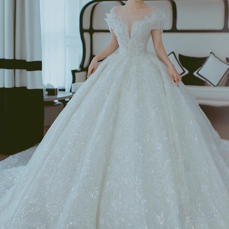 Prinzessinnen Schulterfreies französisches Brautkleid