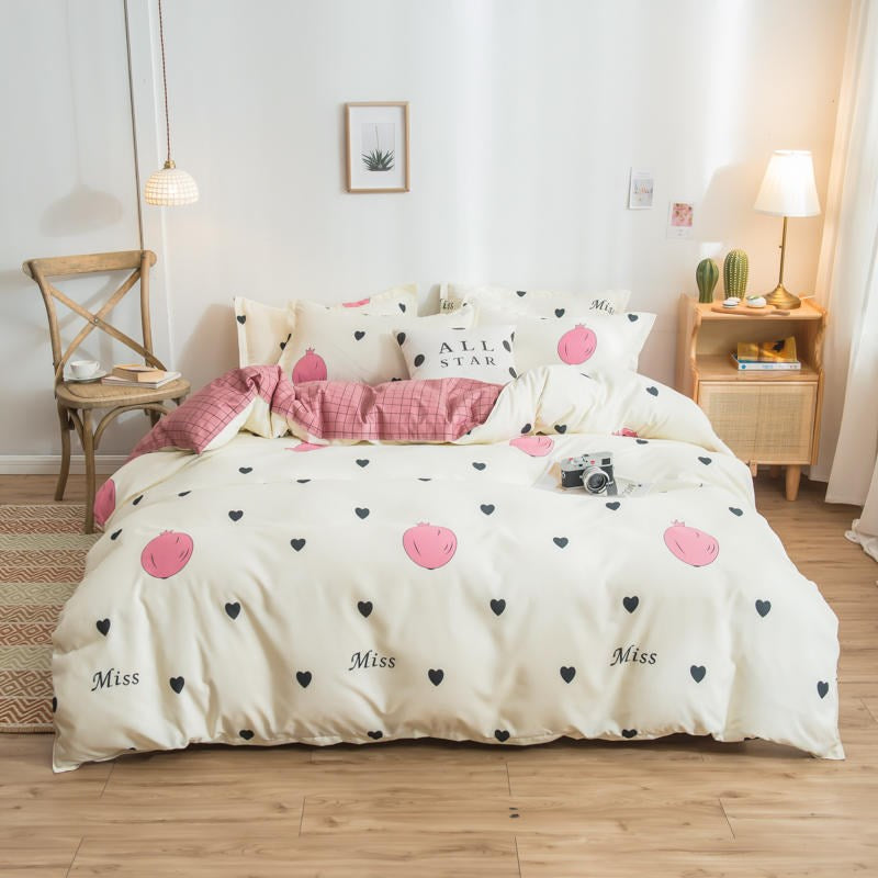 Bettwäsche-Set aus Baumwolle mit Decke, Bettlaken, Bettdecke und Spannbetttuch