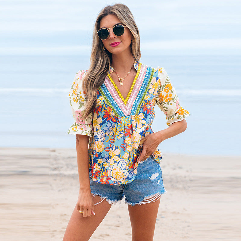 Chiffon Casual All-matching Printed Top For Women