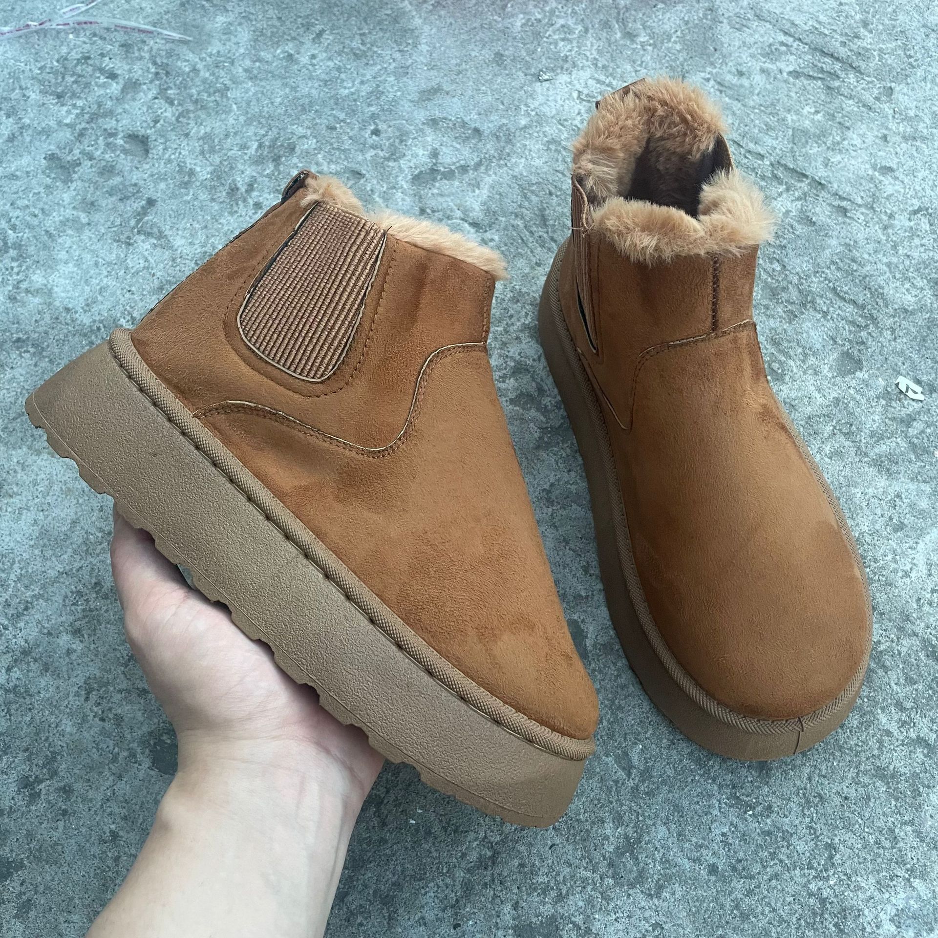 Winter Schnee Stiefel Mode Flache Dicke Baumwolle schuhe Runde Zehe Warmer Plüsch Knöchel Stiefel für Frauen