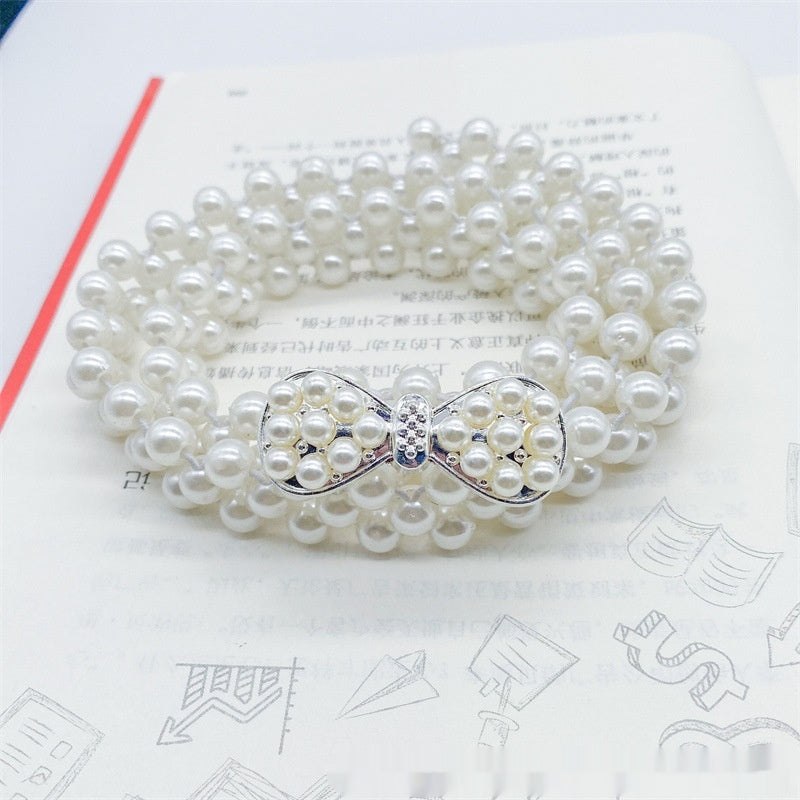 Modeschmuck Damen weiße Perle Taille Kette Dekoration