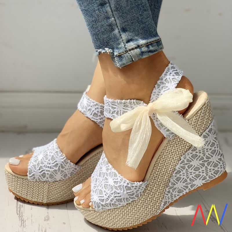 Damen Sommerschuhe Keilabsatz Sandalen Party Plateau High Heels
