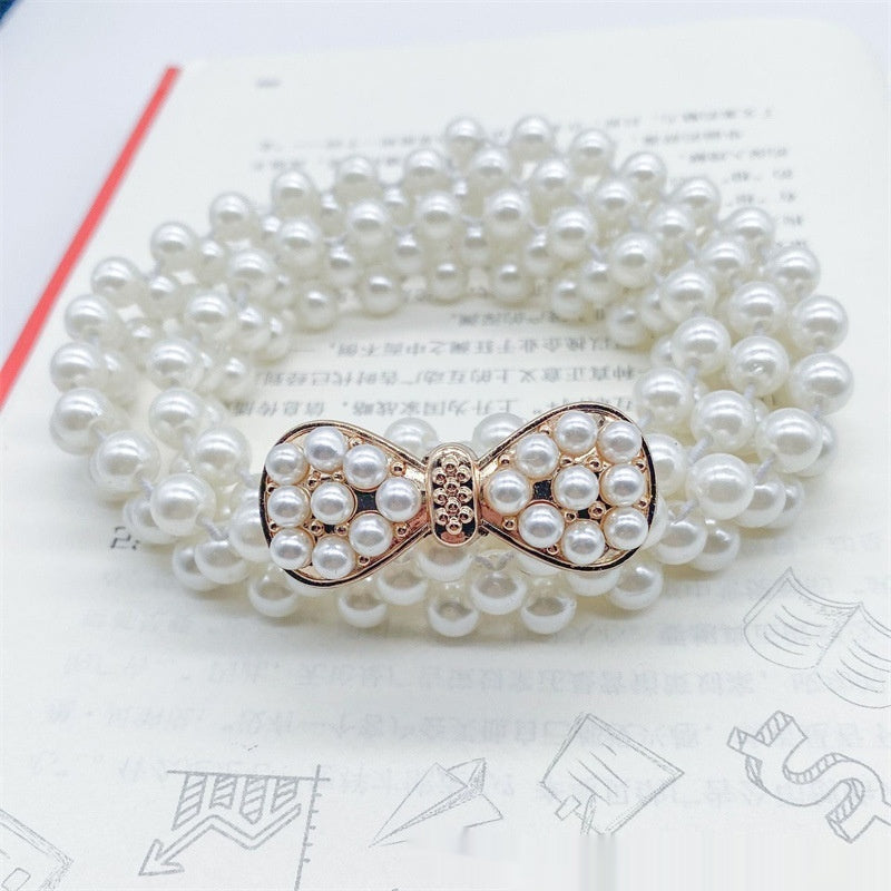 Modeschmuck Damen weiße Perle Taille Kette Dekoration