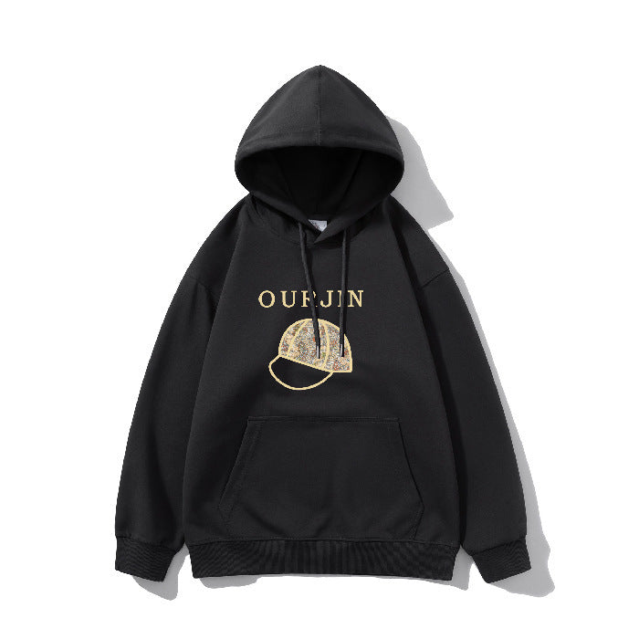 Winter Hooded . Casual Printed Top