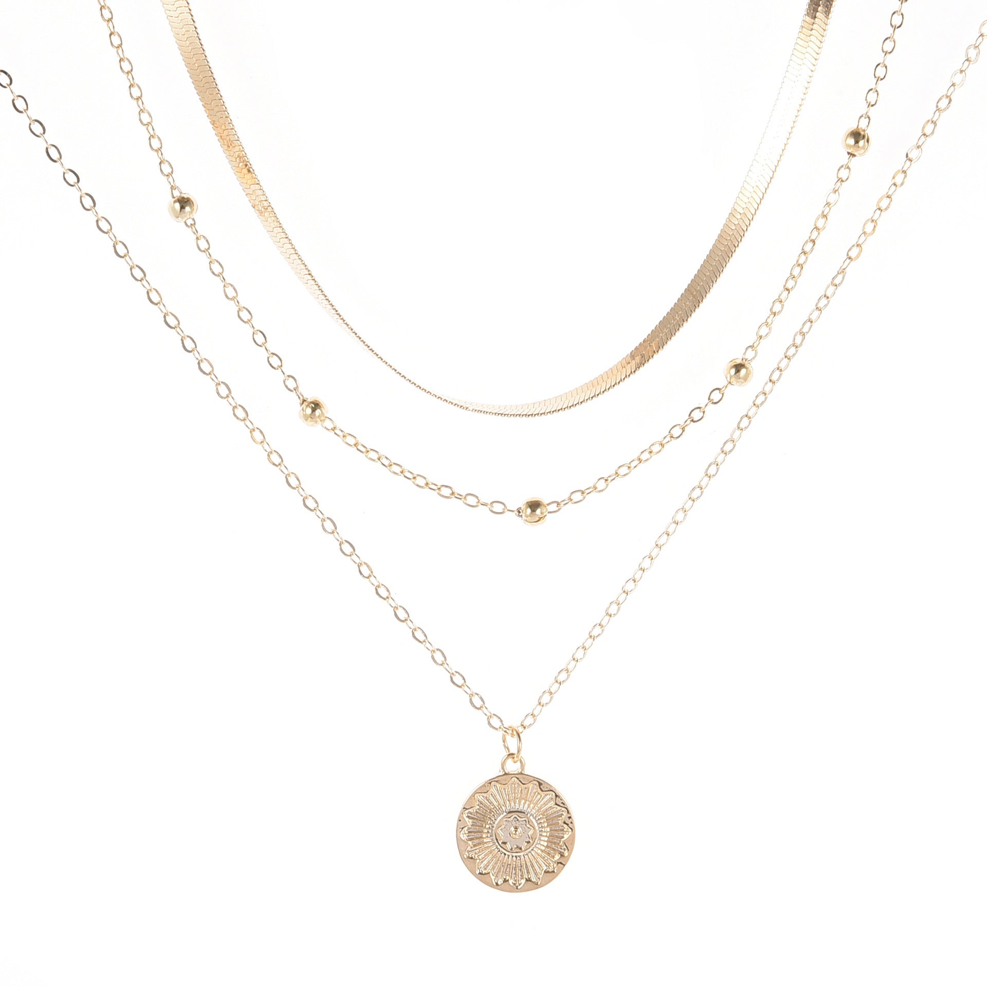 Women's Fashion Personalized Simple Multi-layer Lotus Pendant Necklace