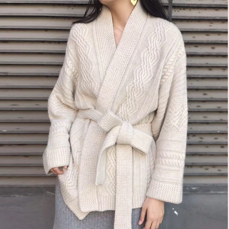 Knit cardigan loose lace simple sweater