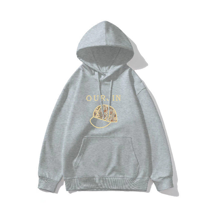 Winter Hooded . Casual Printed Top