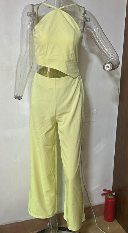 Modischer, einfarbiger Damen-Overall mit weitem Bein